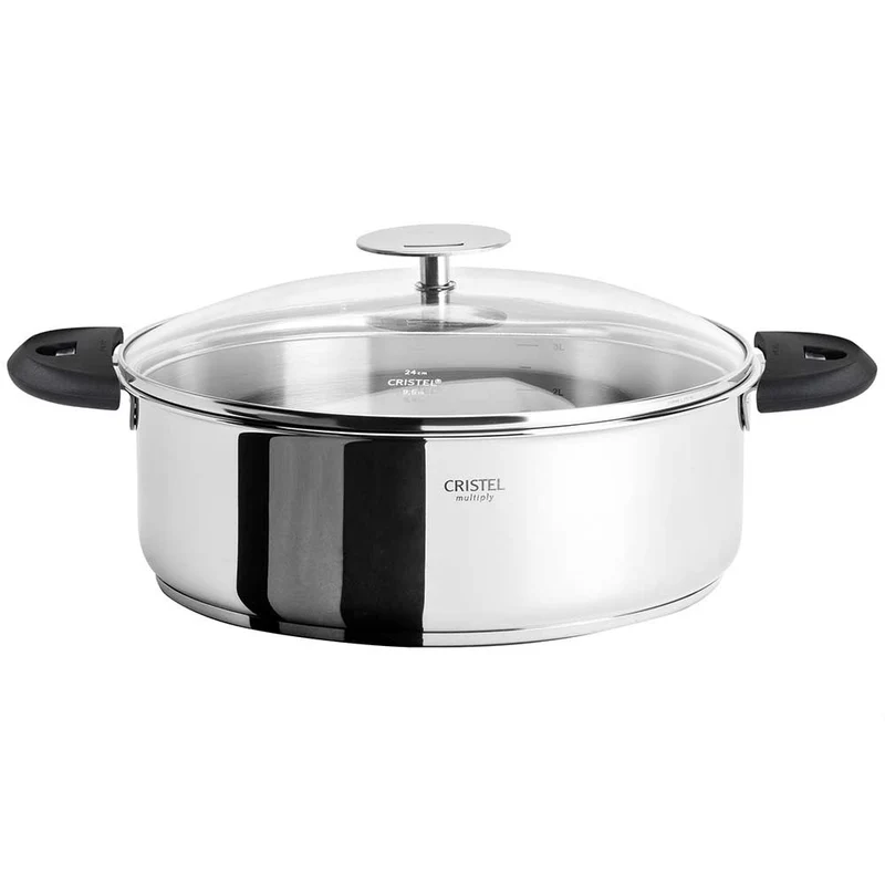 Sauteuse inox Casteline 24 cm avec 2 anses et couvercle - CRISTEL