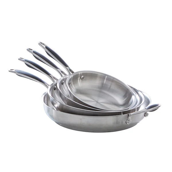 Lot de 4 poêles tout inox 20, 24, 28 et 32 cm Excell'Inox Mathon