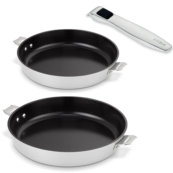Lot 2 poêles aluminium revêtement céramique Evolution 24 et 28 cm et manche amovible Beka