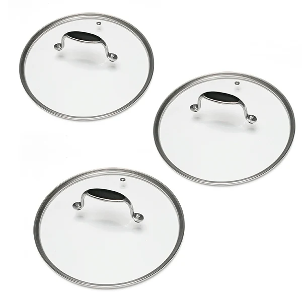 Lot 3 couvercles en verre Excell'Inox 16, 18 et 20 cm Mathon