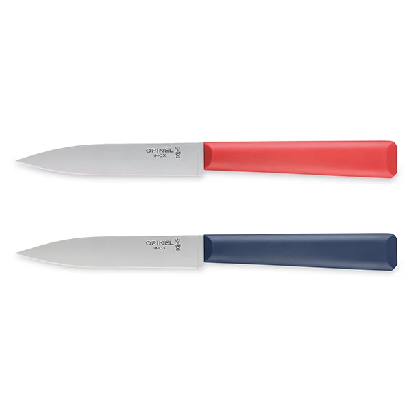 Lot de 2 couteaux d’office N°312 Essentiels + bleu et rouge 10 cm inox Opinel