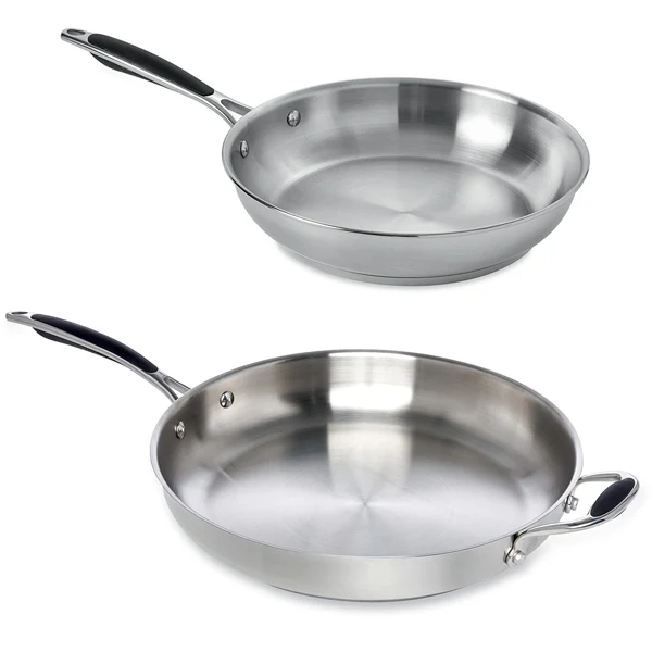 Lot 2 poêles tout inox Excell'Inox 24 et 32 cm Mathon