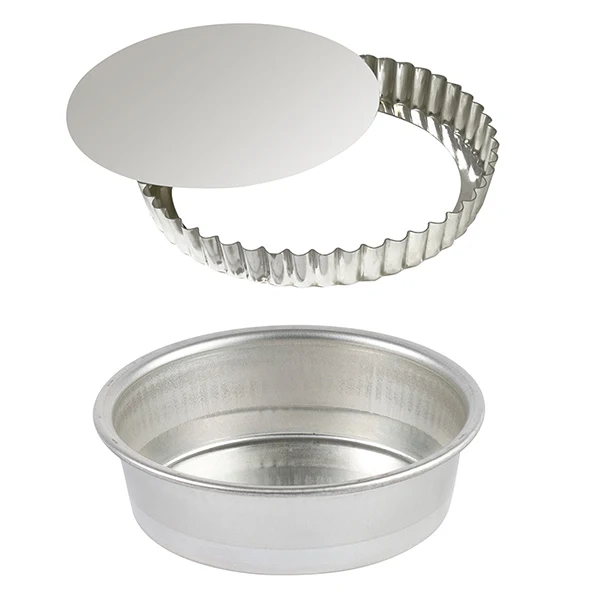 Lot moule rond et tourtière 28 cm en fer blanc Gobel