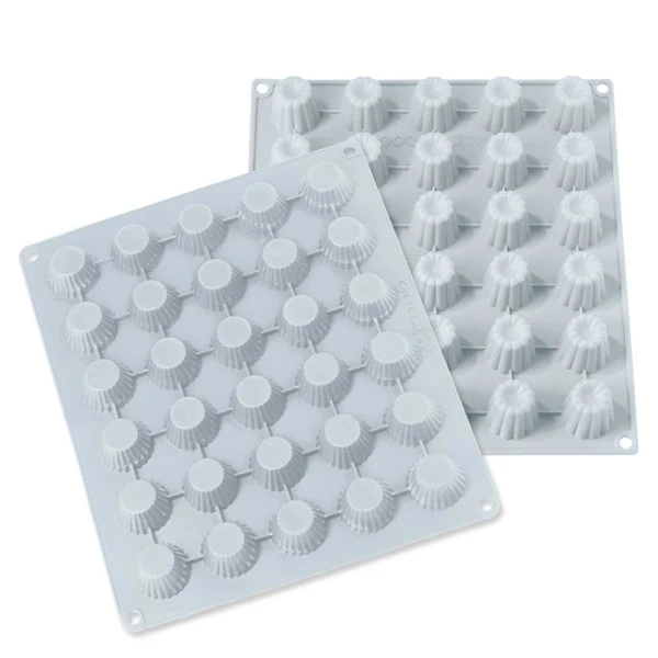 Lot 2 grandes plaques silicone mini-canelés et muffins Mathon