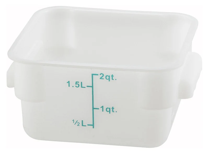 White Polypropylene Square Food Storage Container, 2q
