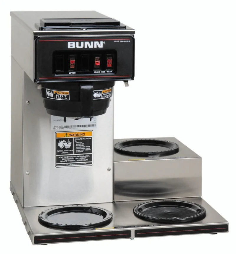 Bunn VP17-3L Stainless Steel 12 Cup Pourover Coffee Brewer with 3 Lower Warmers