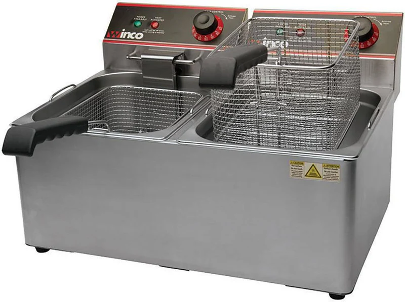 Winco Countertop Double Well Deep Fryer