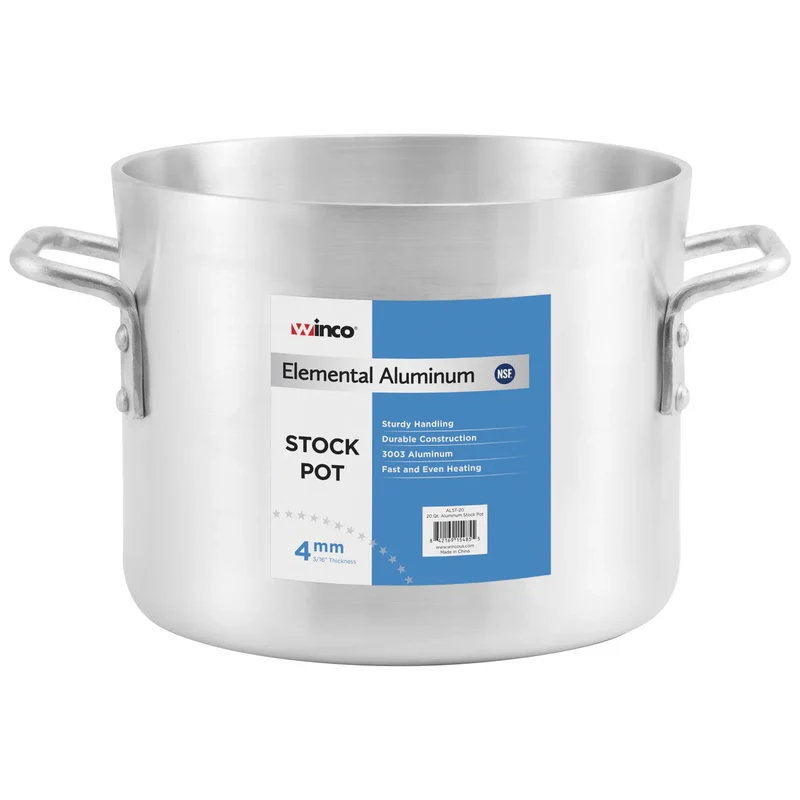 Winco, ALST-24 - Elemental Aluminum Stock Pot, 4mm - 24 Quart