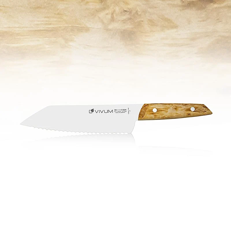 VIVUM Allzweckmesser, Wellenschliff, mit Holzgriff, 18cm, DICK, 1 St