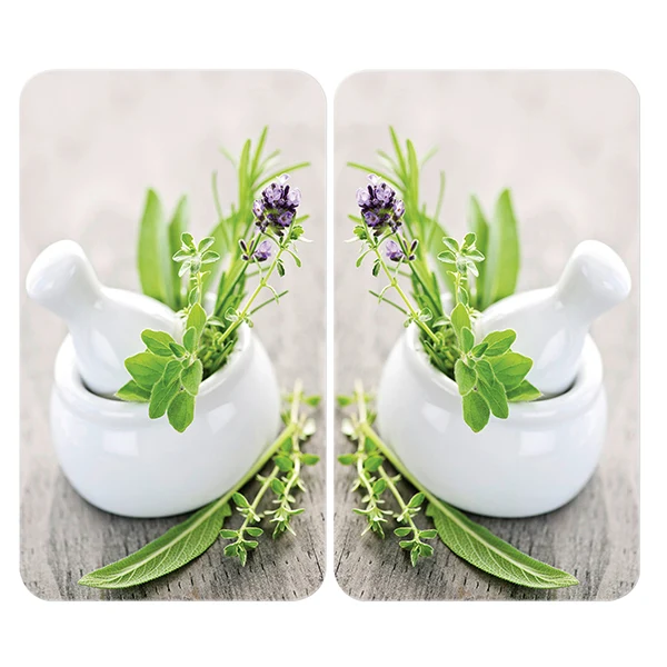 2 couvre-plaques protection motifs Jardin de fines herbes Wenko by Maximex