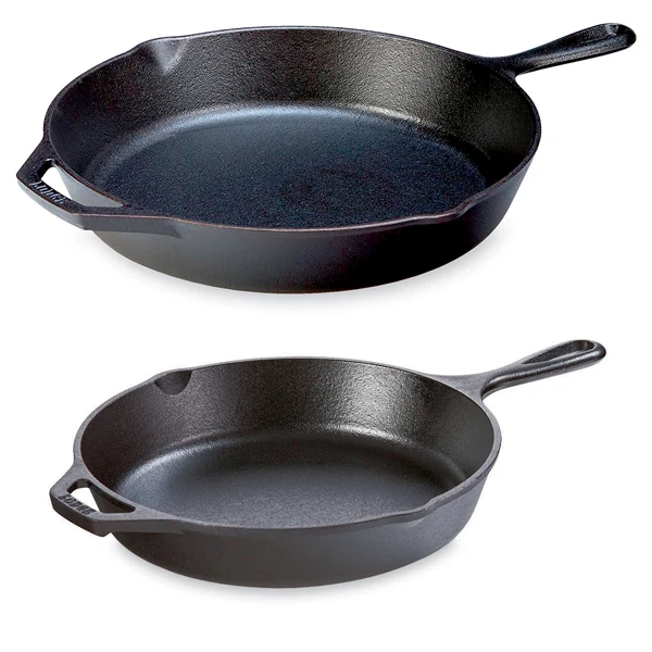 Lot 2 poêles avec poignées en fonte naturelle 26 et 30 cm Lodge