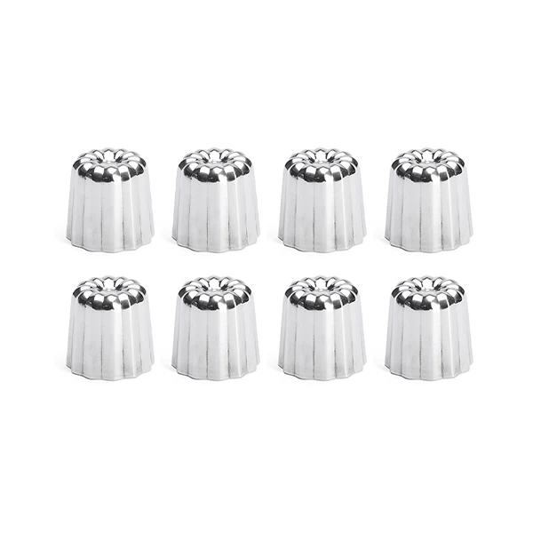 Lot 8 moules à canelés en inox Ø 3,5 cm De Buyer