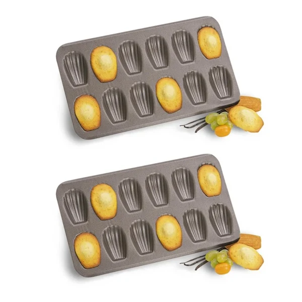 Lot de 2 plaques 12 madeleines revêtu antiadhérent Mathon