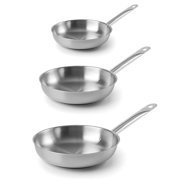 Lot 3 poêles tout inox Chef 20, 24 et 28 cm Lacor