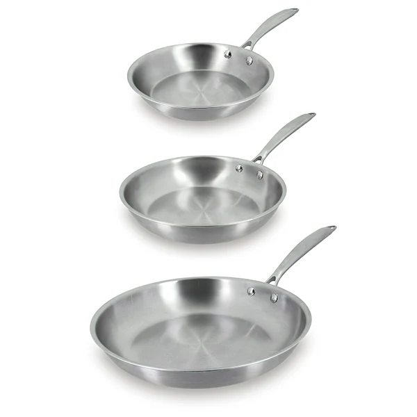 Lot 3 poêles tout inox Triply 20, 24 et 28 cm Menastyl