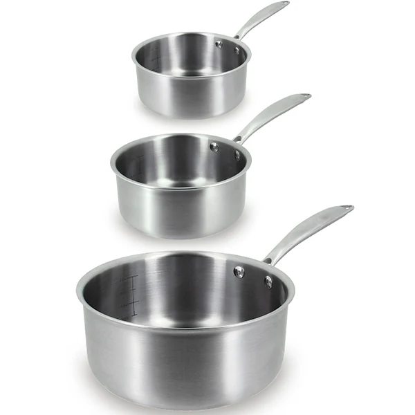 Lot 3 casseroles inox Triply 16, 18, 20 cm Menastyl