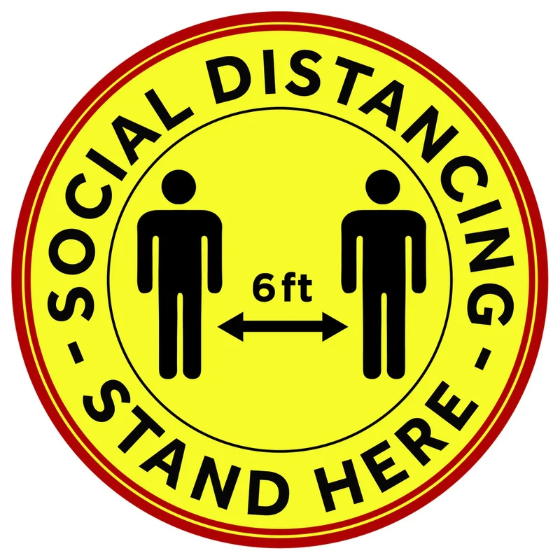 PFD-12Y - 12" Round Social Distancing Floor Decal, 10 pieces/pack