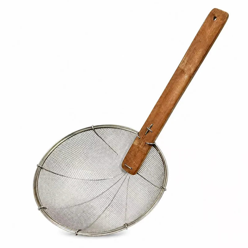 Sub-equip,HFMS-11, 11" Dia Round Fine Mesh Stainless Steel Skimmer with Bamboo Handle