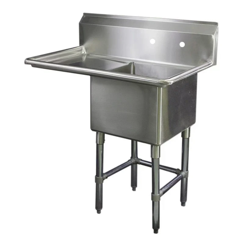 Metal 304, S1C181812-18L-316, 16 Gauge 304 Stainless Steel One Compartment Commercial Sink with left Drainboard (39" x 24" x 43.2 ")