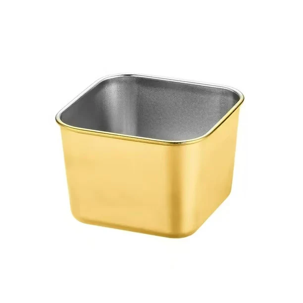 Chefco, 6oz Stainless steel sauce dish, square sauce cups, pudding condiment cups-Gold (SQSC-6G)