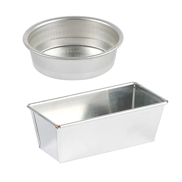 Lot moule à cake rectangulaire et moule rond 24 cm en fer blanc Gobel