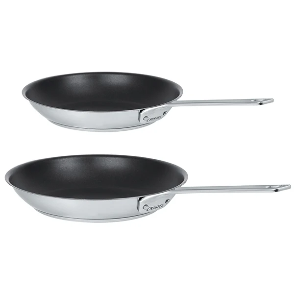 Lot 2 poêles inox antiadhérentes 1826 24 et 28 cm Cristel