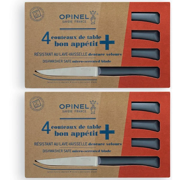 Lot de 2 coffrets 4 couteaux de table Anthracite Opinel