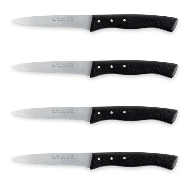 Lot de 4 couteaux grillade lame 11 cm Affidentée avec protection Nogent