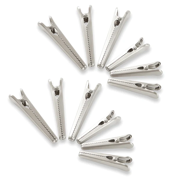 Lot 12 pinces à sachet en inox 8 et 11,5 cm Mathon