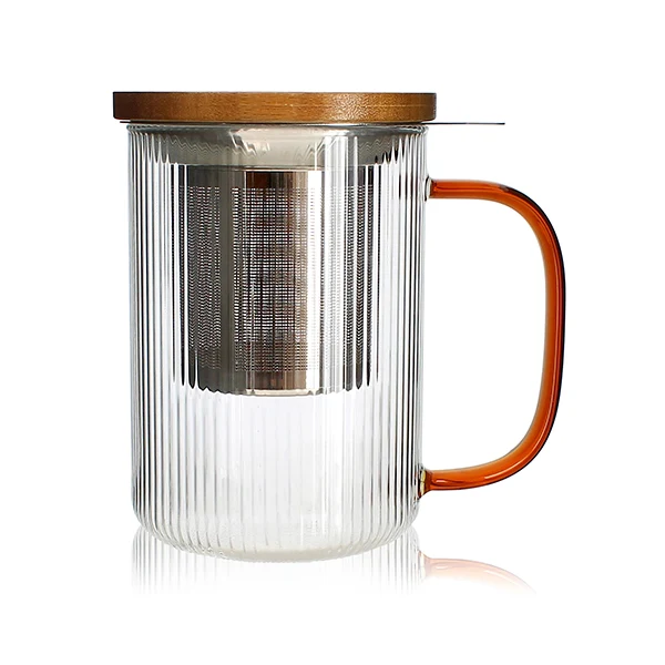 Tisanière mug Karl en verre borosilicate anse ambrée 475 ml Ogo