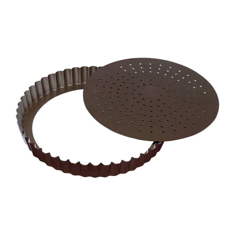 Tourtière ronde cannelée perforée antiadhérente 28cm - GOBEL