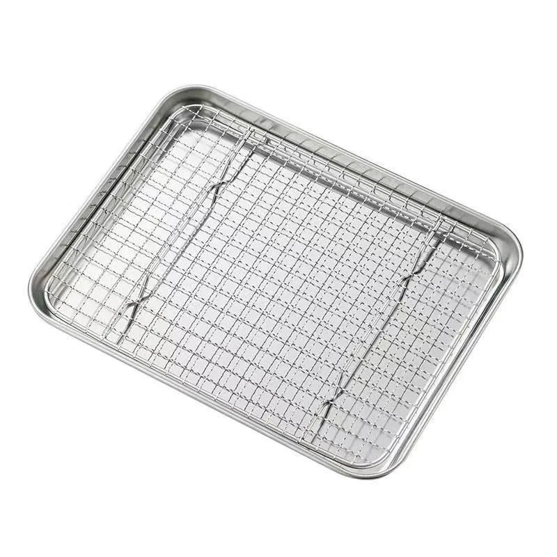 Sub-equip, SBP-SET1, 12.4" L Stainless Steel Baking Tray with Cooling Rack Set