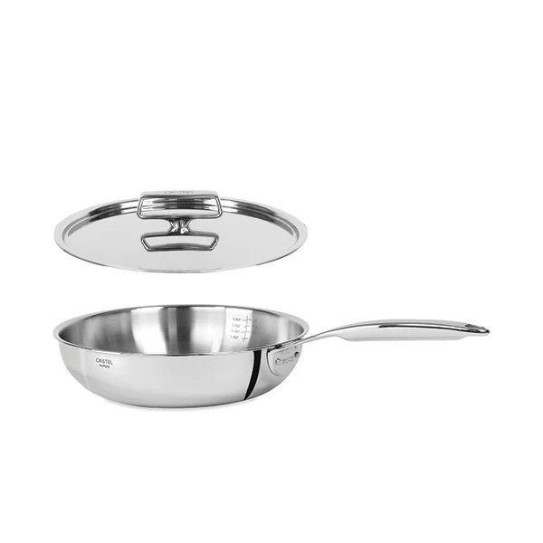 Lot poêle sautoir tout inox Castel’Pro 28 cm et couvercle Cristel
