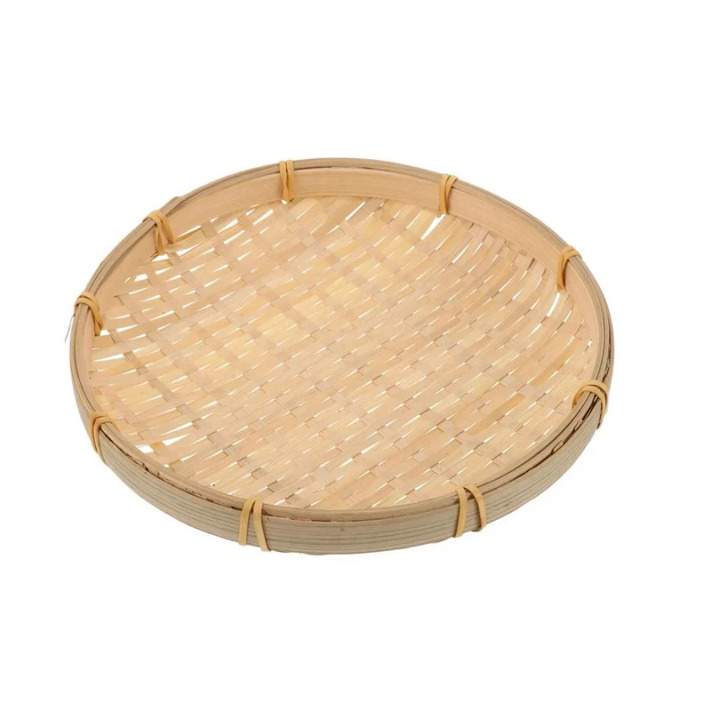 Chefco, Bamboo braid shallow mouth natural bamboo plate, round (RBP-21)