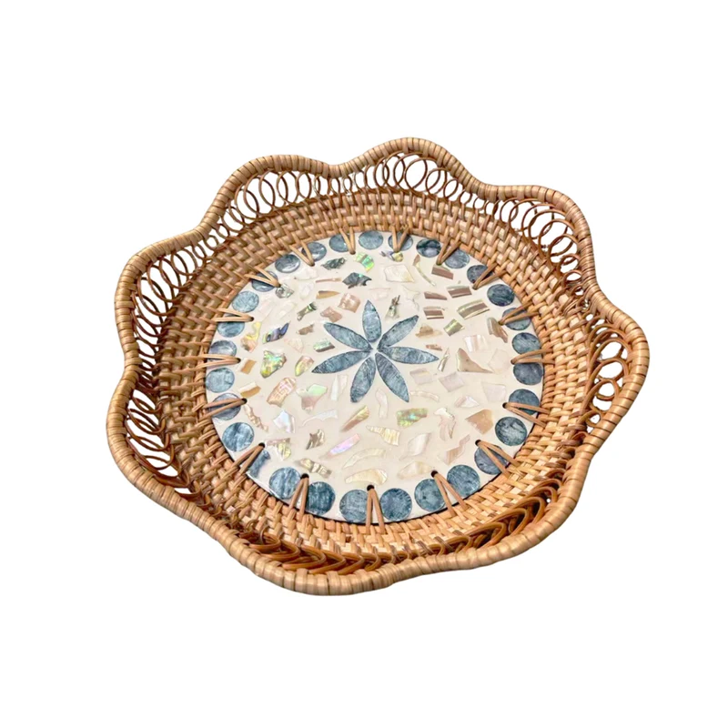 Chefco, 9" Flower shape Rattan Tray (FRT-25BU)