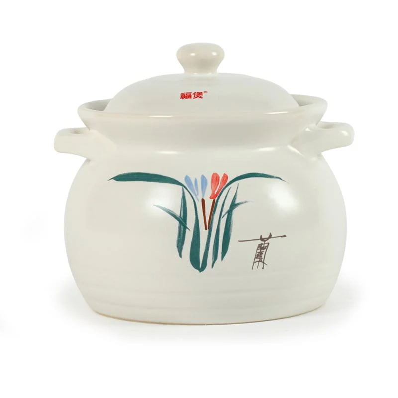 CHEFCO,FB10W, Heat Resistant Clay Braising and Casserole Pot with Lid,White (17.5cm/6.9" Dia)