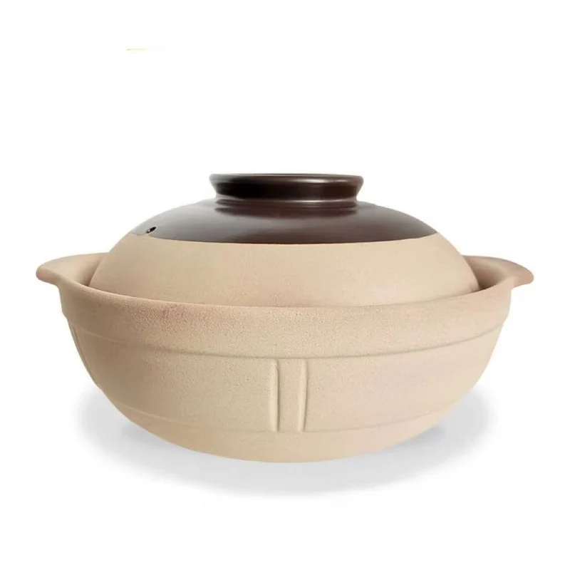 CHEFCO,J1130, Ceramic Brown Clay Braising and Casserole Shoal Pot with Lid (30cm/11.8"Dia )
