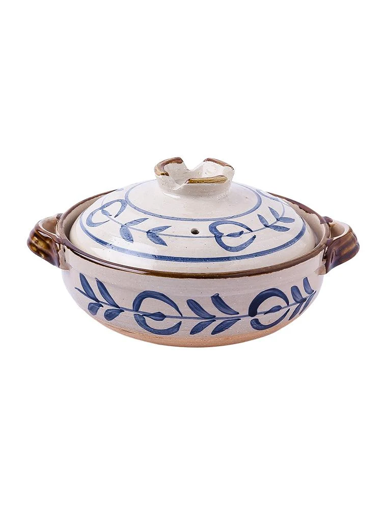 CHEFCO,Y5018-6, Japanese Ceramic Clay Braising and Casserole Shoal Pot with Lid (18cm/7.1" Dia)