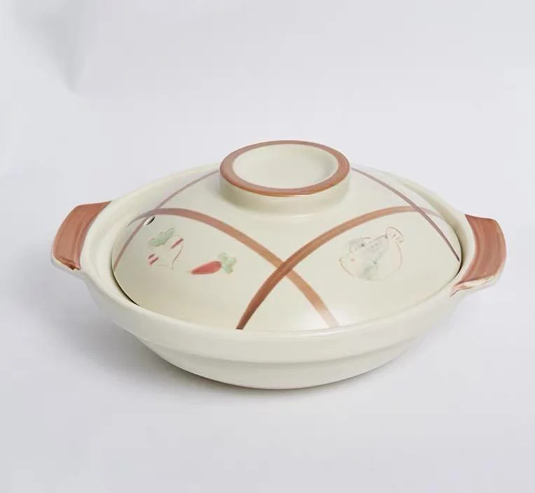 CHEFCO,K505W, White Clay Braising and Casserole Shoal Pot with Lid(15.8cm/6.2" Dia )