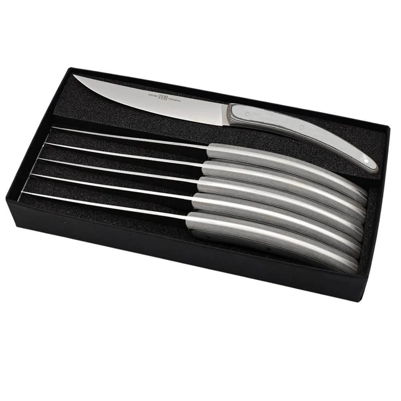 Coffret de 6 couteaux Styl'Ver Plein Manche Paperstone Gris - GOYON-CHAZEAU