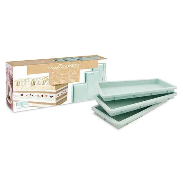 Set de 3 moules silicone layer cake rectangulaire Scrapcooking