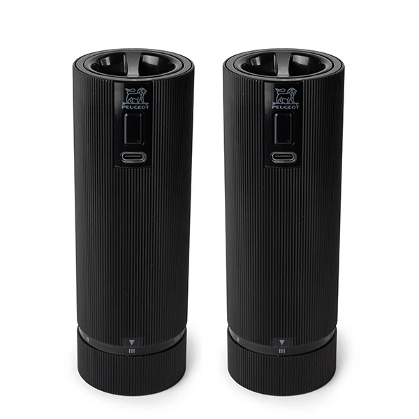 Coffret duo de moulins à poivre et à sel électriques Line noir mat 15 cm Peugeot