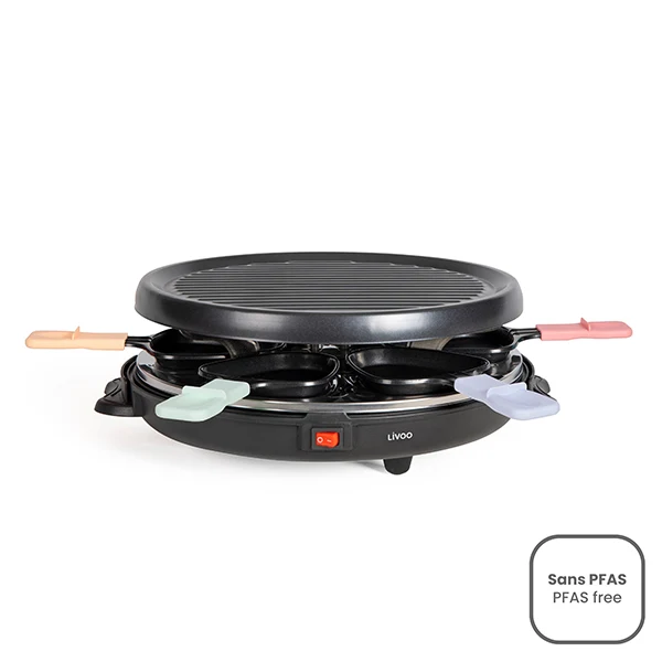 Appareil à raclette 6 personnes rond 800 W Livoo