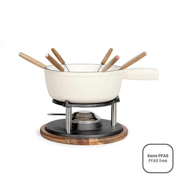Service à fondue tradition crème 2,6 L 6 personnes Livoo