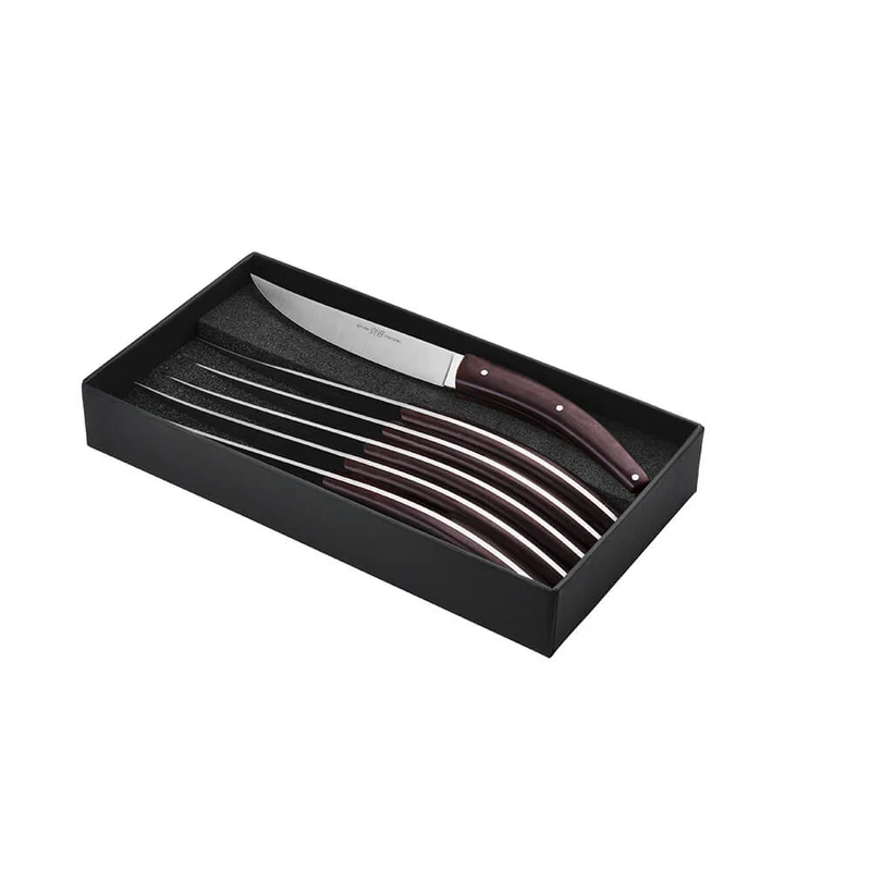 Coffret de 6 couteaux Styl'Ver Plein Manche Paperstone Moka - GOYON-CHAZEAU