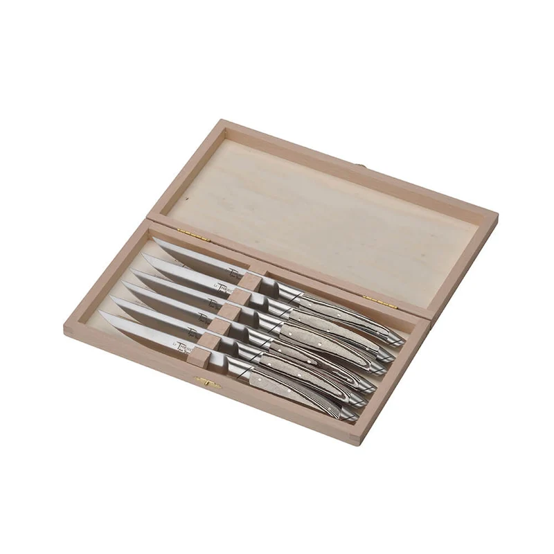 Coffret 6 Couteaux Le Thiers Avantage Manche Paperstone Beige Sable - GOYON-CHAZEAU