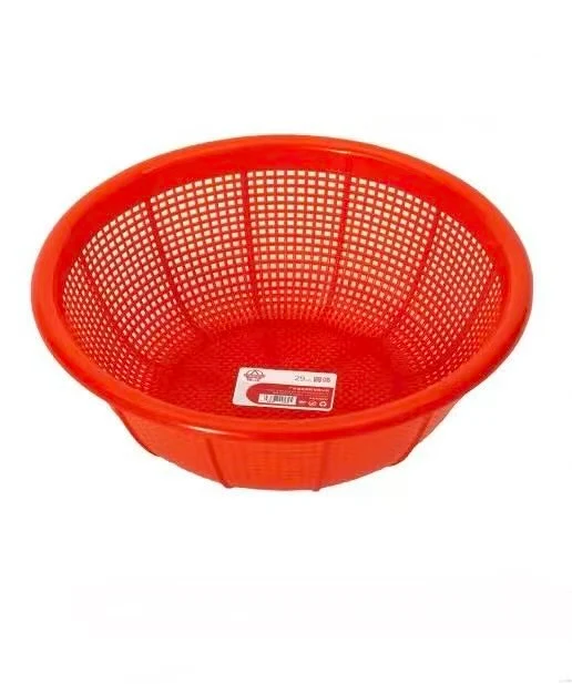 CHEFCO,RD35, Round Plastic Vegetable Wash Basket (Small Grid),Red-13.4"Dia x5.2"H