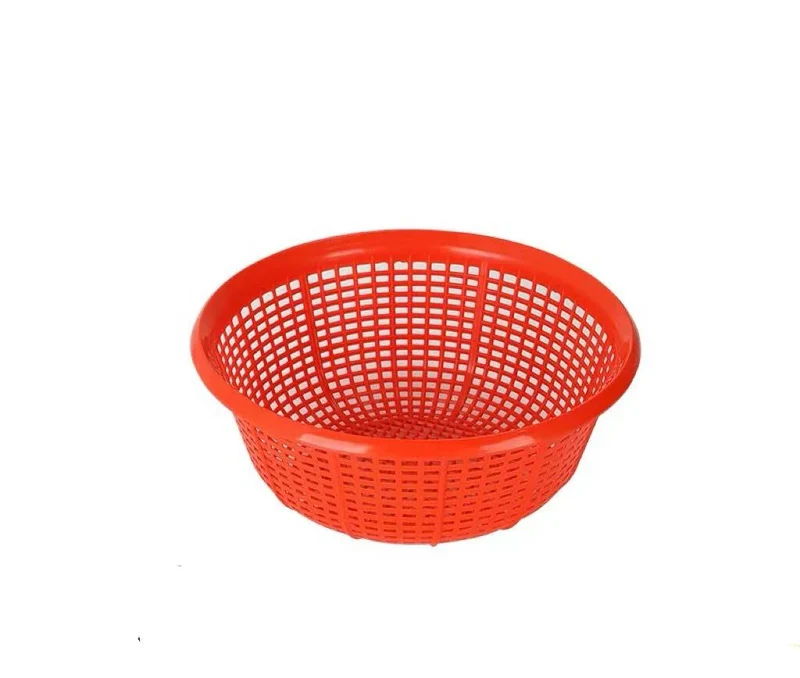 CHEFCO,RD8815, Round Plastic Vegetable Wash Basket (Small Grid),Red-7.6"Dia x3.2"H
