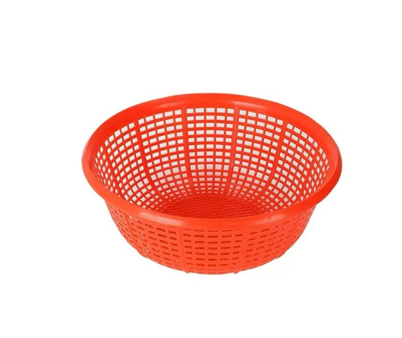 CHEFCO,RD8812, Round Plastic Vegetable Wash Basket (Small Grid),Red-11.3"Dia x4.5"H
