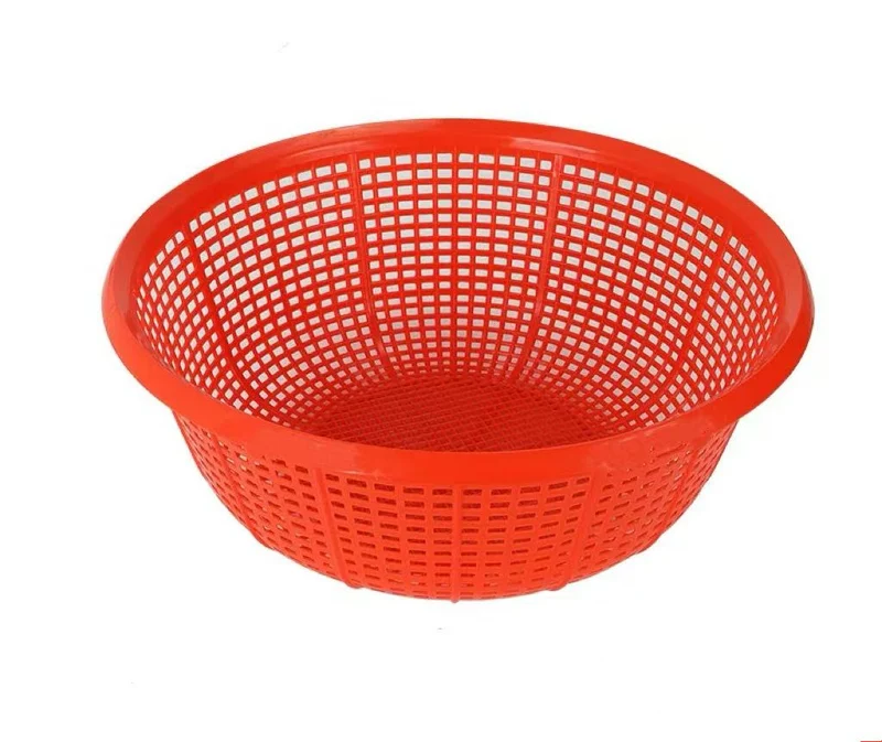 CHEFCO,RD8811, Round Plastic Vegetable Wash Basket (Small Grid),Red-13"Dia x5.3"H